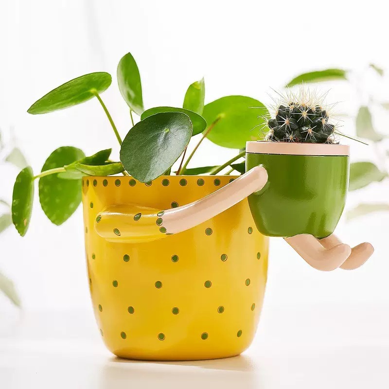 Plant Parent Pot - Resin Parent-child Flowerpot with Drainage Holes